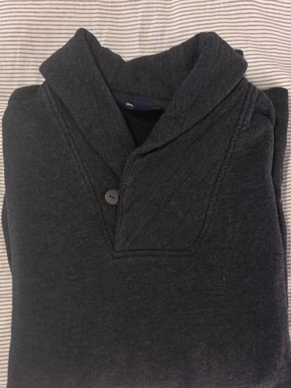 Cozy Gap Mens Shawl Collar Charcoal Gray Sweatshirt Size L